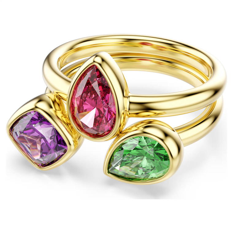 Imber Cocktail Ring Set (2), Mixed Cuts, Multicolored, 18K Gold Plated 5753279 (Size 55/6.75) | Swarovski