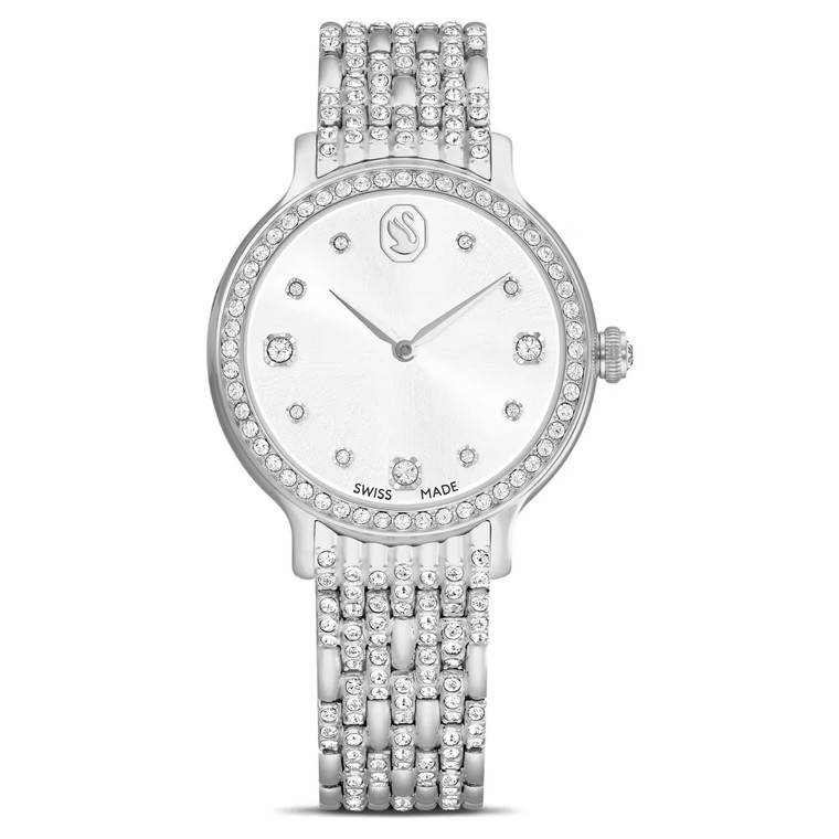 Imber Watch, Swiss Made, Metal Bracelet, Silver Tone, Stainless Steel 5693634 | Swarovski