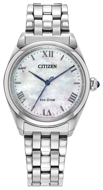 Eco Drive Women's L Classic Mother-of-Pearl Dial Silver Bracelet Watch EM1140-80D | Citizen