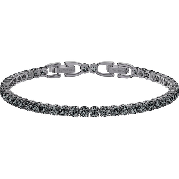 swarovski-tennis-deluxe-bracelet-round-cut-gray-ruthenium-plated-5514655-1