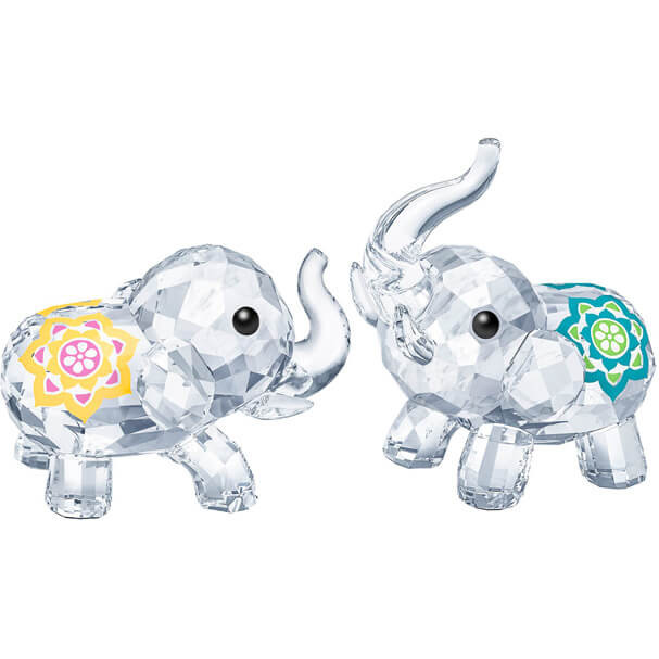Swarovski Crystal Lucky Elephants Asian Symbol Figurine Decoration