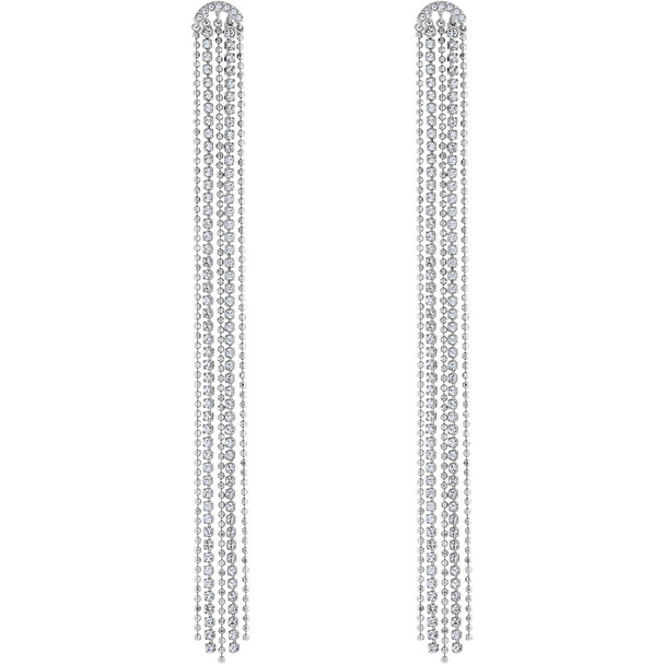 Swarovski Crystal Fit Pierced Tassell Earrings, White, Rhodium Plated 5490190