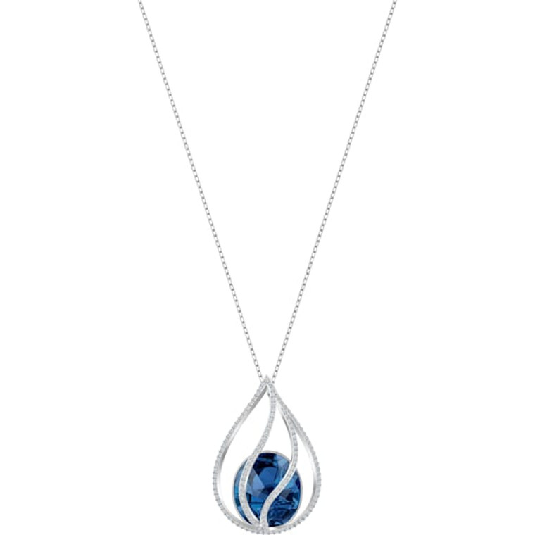 Swarovski Crystal Energic Necklace, Blue, Rhodium Plated 5494874