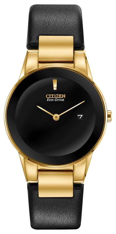 Citizen Eco Drive Women's Axiom Yellow Gold-Tone Stainless Steel w/ Leather Strap Watch GA1052-04E