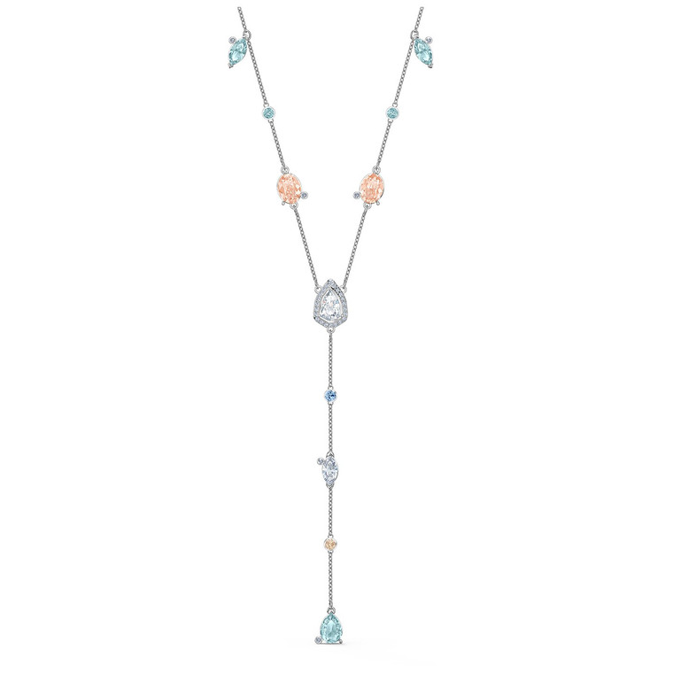 Swarovski Crystal Sunny Y Necklace, Light Multi-Colored, Rhodium Plated 5518415