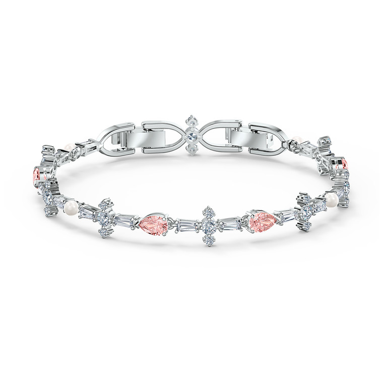 Swarovski Crystal Perfection Bracelet, Pink, Rhodium Plated 5524544