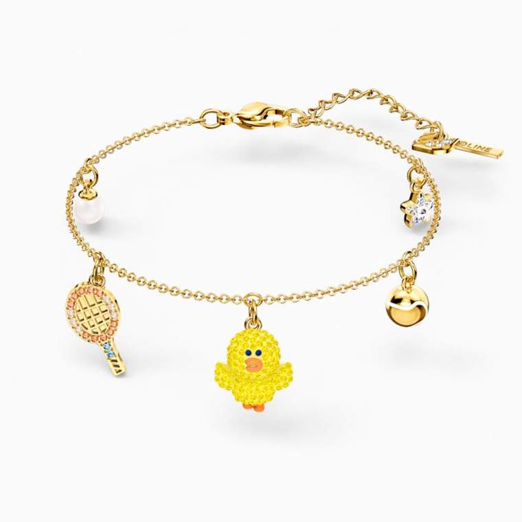 Swarovski Crystal Line Friends Collection Tennis Bracelet, Light Multi-Colored, Gold-Tone Plated 5514516 (Size M)