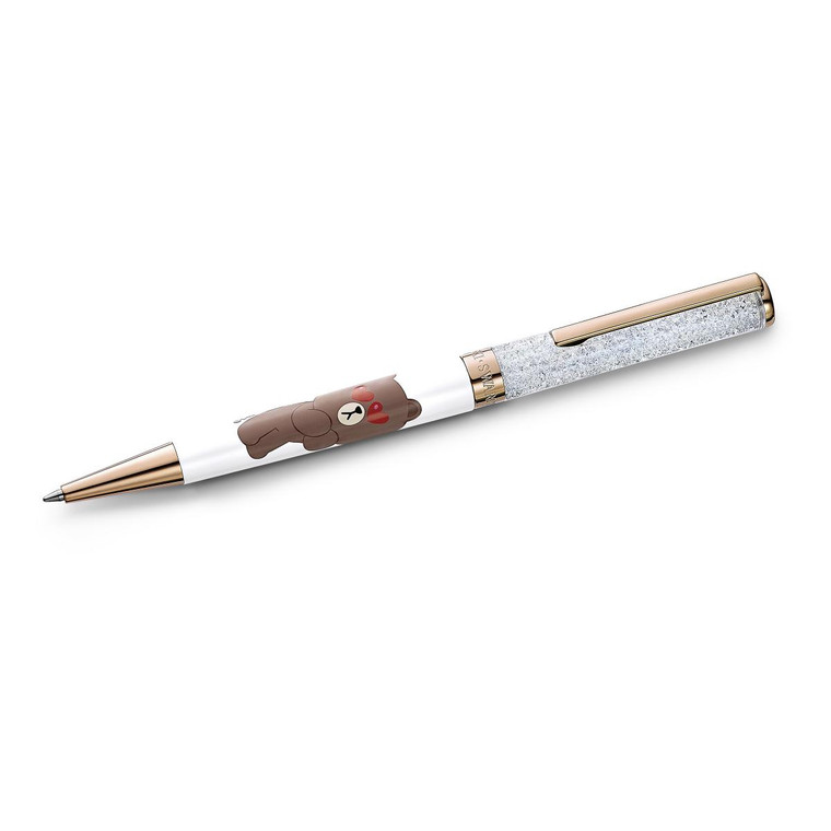 Swarovski Crystal Line Friends Collection Brown BallPoint Pen Rose-Gold Tone Plated 5534327