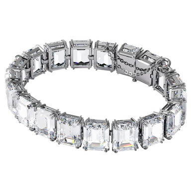 SWAROVSKI Millenia Bracelet Oversized crystals, Octagon cut, White, Rhodium  plated - Gemorie