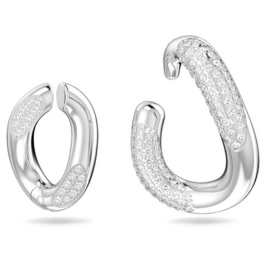 Swarovski Dextera Ear Cuff Set (2), Asymmetrical, White, Rhodium