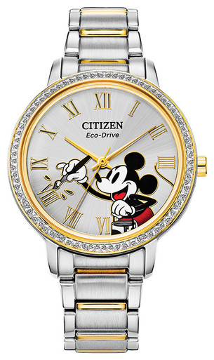 Eco Drive Women's Disney Mickey Crystal, Two-Tone, Stainless Steel