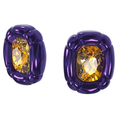 Dulcis Clip Earrings Cushion Cut Crystals, Purple, 5613729 | Swarovski ...
