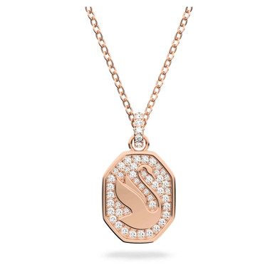 Swarovski Signum Pendant, Swan, White, Rose-Gold Tone Plated 5621106 ...