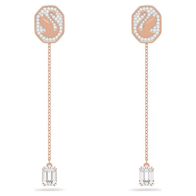 Signum Drop Earrings, Swan, White, Rose Gold-Tone Plated 5628569 ...
