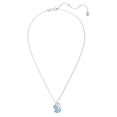 Swarovski Women's Iconic Rhodium-plated & Crystal Swan Pendant Necklace In  Blue