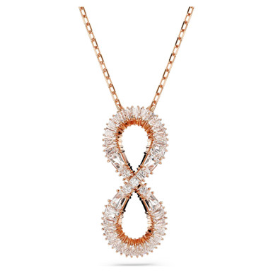 Hyperbola Pendant Infinity, White, Rose Gold-Tone Plated