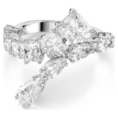 [美品]SWAROVSKI MATRIX RING シルバー Sサイズ Matrix Ring, Mixed Cuts, White, Rhodium Plated 5705762 (Size 55