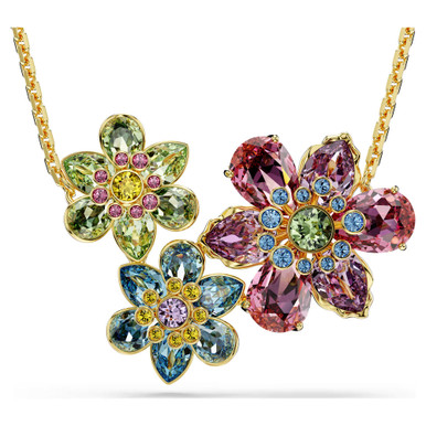 【SWAROVSKI】Idyllia セット Idyllia set, Mixed cuts, Flower, Blue, Rhodium plated