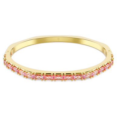 Matrix Bangle, Baguette Cut, Octagon Shape, Pink, Gold Tone Plated ...