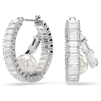 ariana-grande-x-swarovski-hoop-earrings--crystal-pearl--baguette-cut--white--rhodium-plated-swarovski-5720868-1