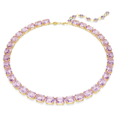 Millenia Tennis Necklace, Octagon Cut, Purple, Gold-Tone Plated