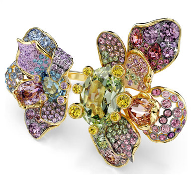 idyllia-ring--mixed-cuts--pavé--flower--multicolored--mixed-metal-finish-swarovski-5713612-1