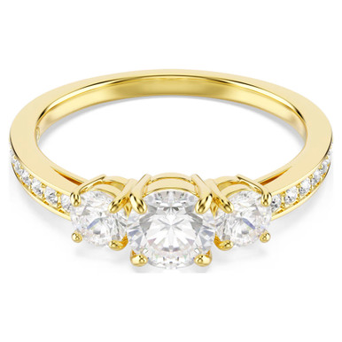 Stilla Attract Ring, Round Cut, White, Gold Tone Plated 5723294 (Size ...