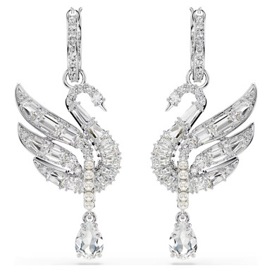 SWAROVSKI Swan スタッドピアス Swan スタッドピアス, クリスタル・パール, スワン, ブラック