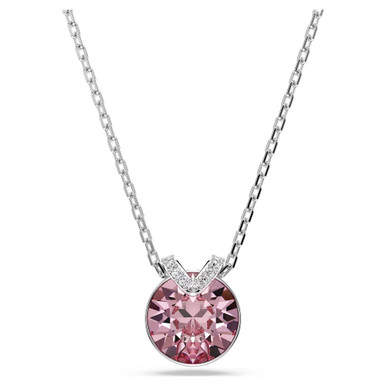 bella-v-pendant--round-cut--pink--rhodium-plated-swarovski-5734230-1