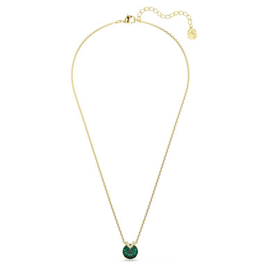 bella-v-pendant--round-cut--green--gold-tone-plated-swarovski-5735387-2