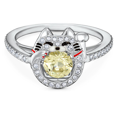 Swarovski Crystal Sparkling Dance Cat Ring, Rhodium Plated 5537489