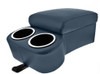 Universal Dark Blue Bench Seat Console w/ 2 Chrome Cup Holders & Safety Strap, ea.