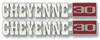 1971-72 Chevy Truck Fender Side Emblem "CHEYENNE/30" with fasteners, pr.