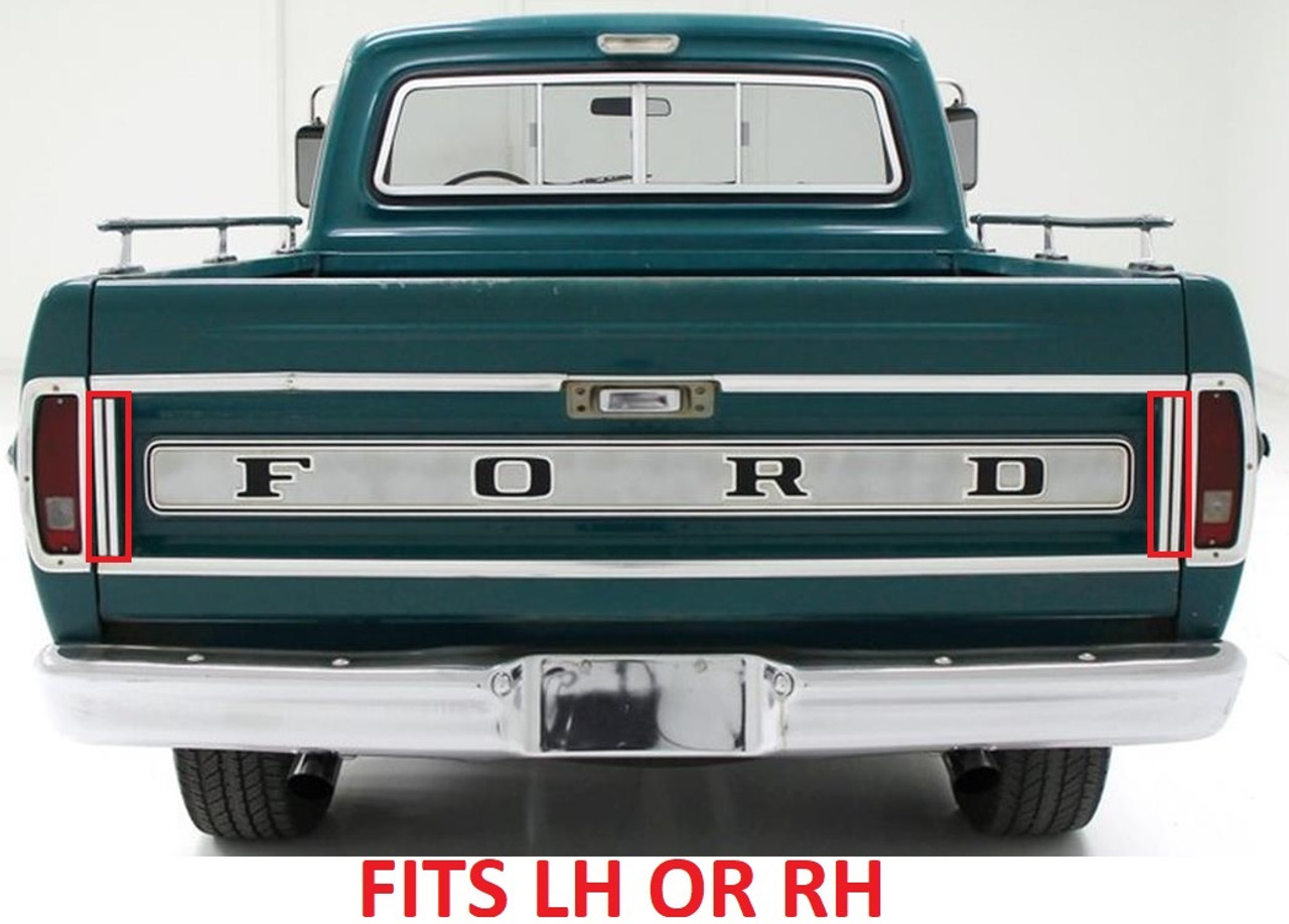 1967-72 Ford Truck Tailgate Side Molding, fits LH or RH, ea.
