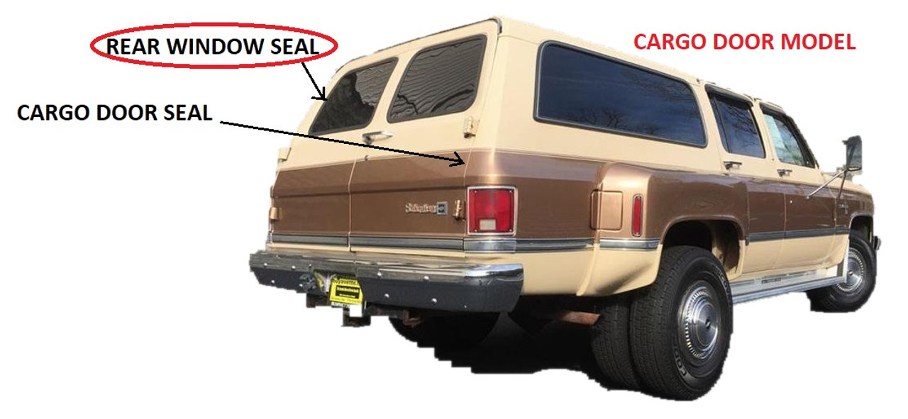 1973-86 Suburban w/Barn Cargo Door Rear Window Seal, ea. (fits LH or RH)