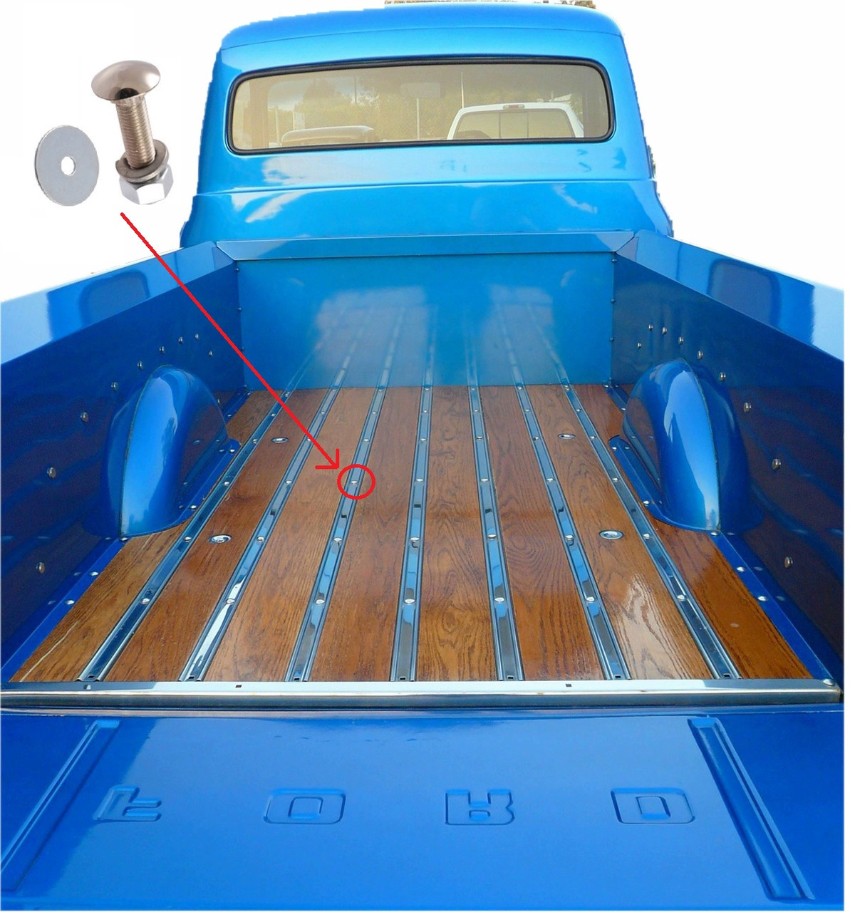 1953-63 Ford Truck Long Flareside Bed Bolt Kit, Polished Stainless Steel.
