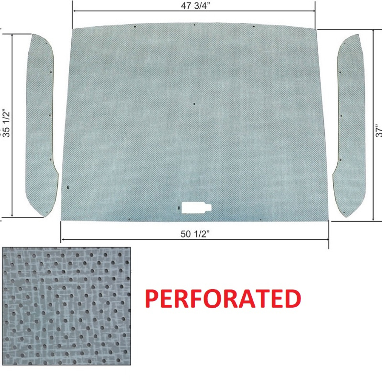 1957-60 Ford Truck Big Back Glass Headliner Kit, Perforated, Gray.