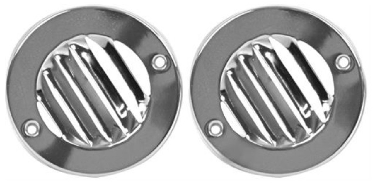 1961-66 Ford Truck Chrome Defrost Round Louver Vents, pr.