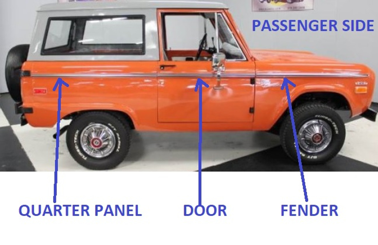 1966-77 Bronco w/ Spare Tire Body Molding Set. (1-1/4" wide)