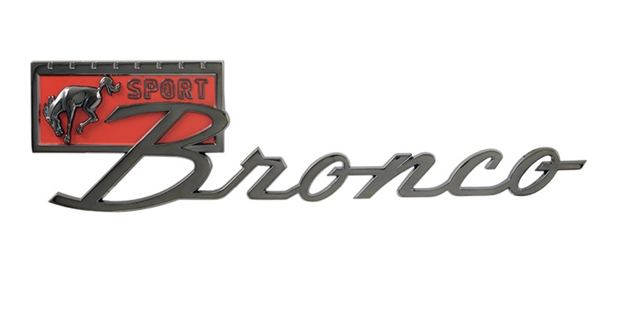 1967-77 Bronco "Sport Bronco" Black Chrome Fender Emblems, ea.