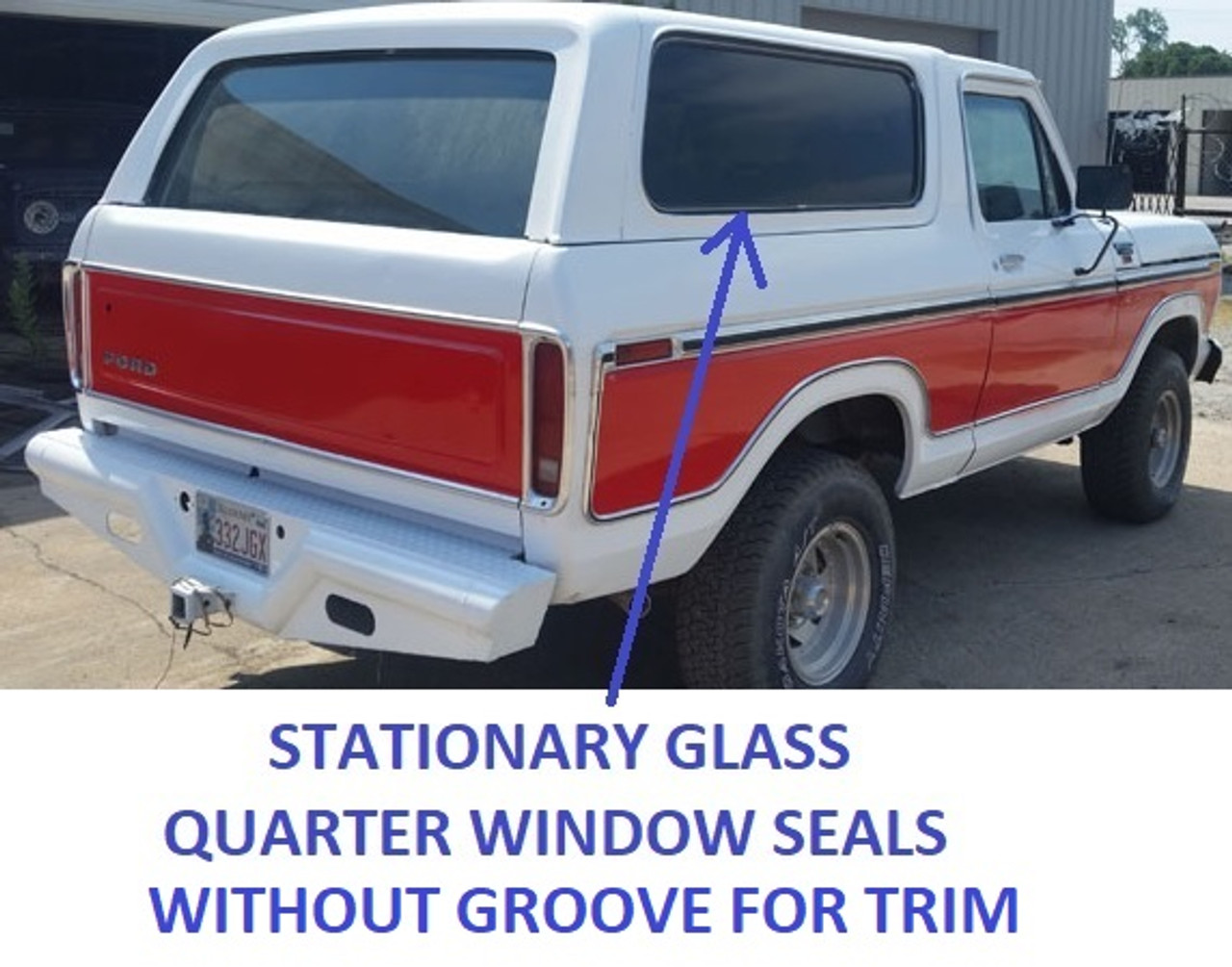 1978-79 Bronco Stationary Glass Quarter Window Seals, pr. (w/o groove for trim)
