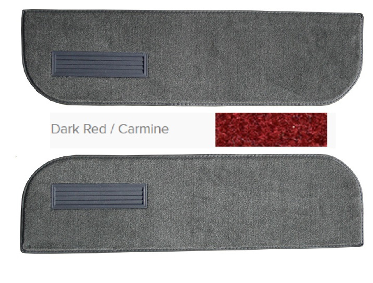 1975-87 PU, 75-91 Blazer, Jimmy Suburban Dark Red Door Panel Carpets Insert on Cardboard with vents.