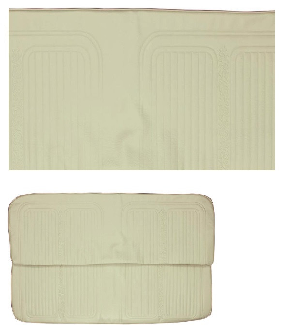 1969-70 Chevy Truck Off White Walrus Grain Vinyl w/ Scroll Pattern Bench Seat Cover Set