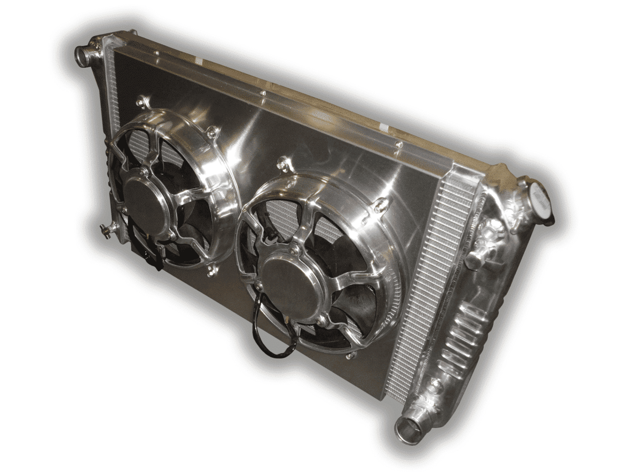 1967-72 Chevy, GMC Truck 3000 CFM Aluminum Radiator With 11" Dual HPX Fans and Aluminum Shroud, 2-Rows of 1" Cooling Tubes, ea.