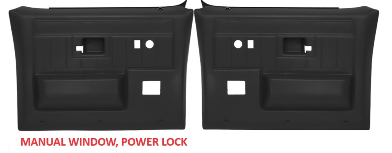 1981-91 Suburban Crewcab Black Power Lock, Manual Window Door Panels, pr.