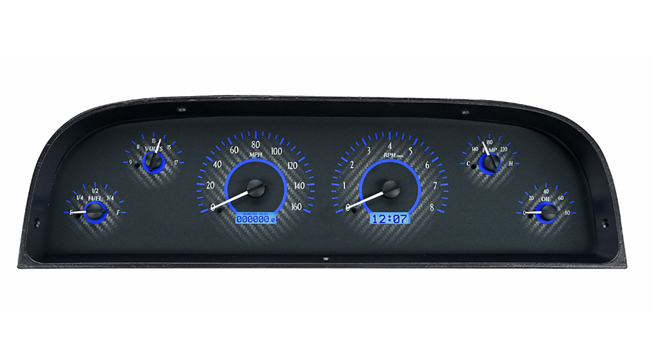 1960-63 Chevy Truck  Carbon Fiber Face w/ Blue Light Dakota Digital VHX Instrument