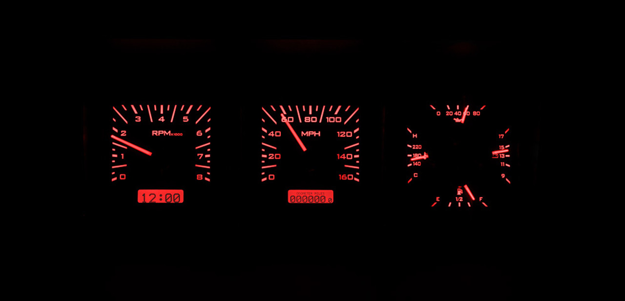 1973-79 Ford Truck Black Background, Red Light VHX Instrument