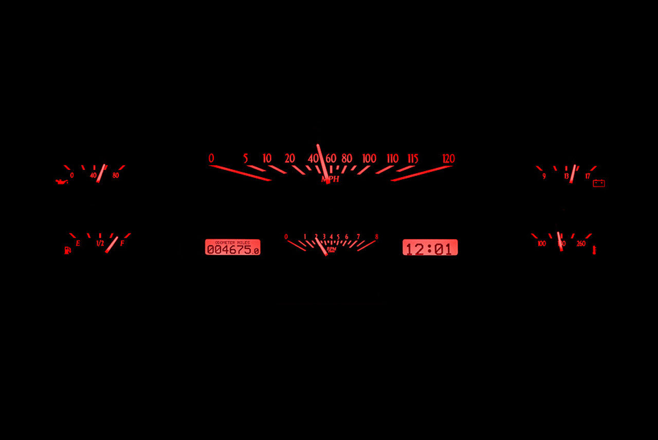 VHX Dakota Digital 1965-66 Ford Pickup Custom Cab, Silver Background, Red Light, ea. (do not include dash bezel)