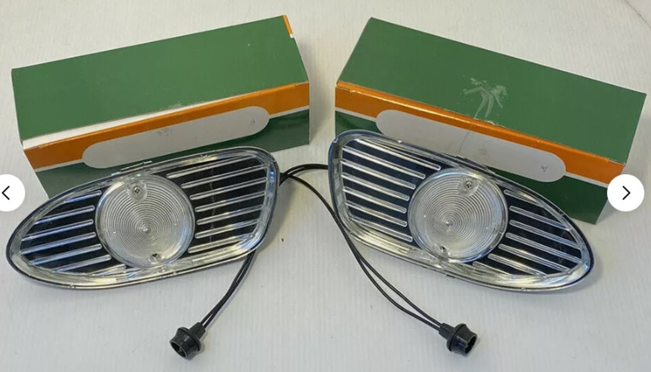 1958-59 GMC Truck Park Light Complete Assemblies, pr. (with Lens, Chrome Housing & Wiring)