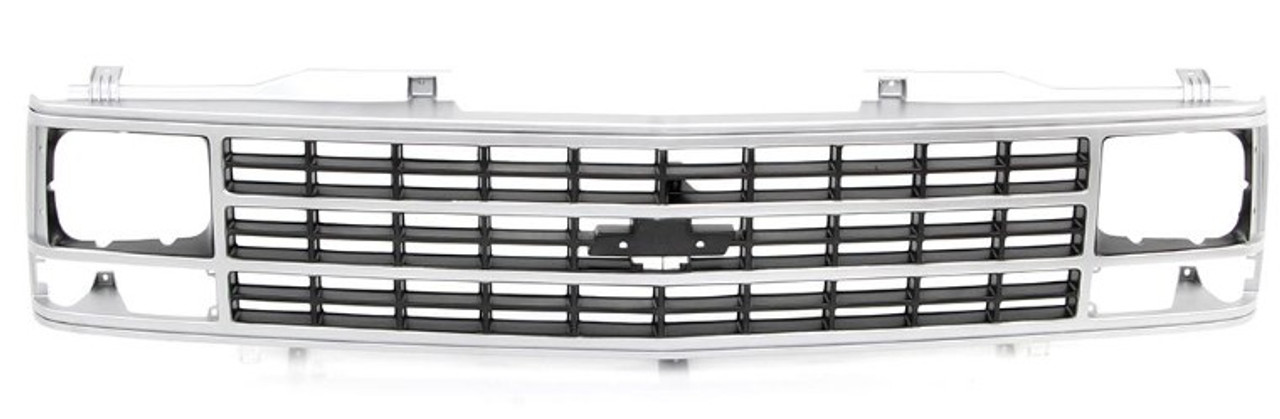 1988-93 Chevy Truck Chrome and Black Single Headlight Grille Shell w/ Bowtie Emblem Prevision, ea. (Also 92-93 Blazer, Suburban)
